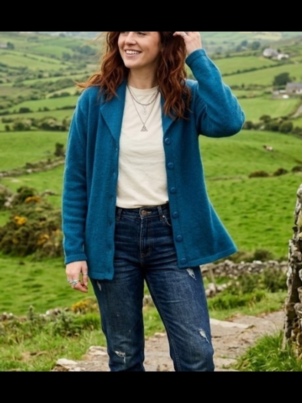 100% Irish Wool Cardigan (Sz M) Kerry Traditions Vintage Classic Quality Cottage